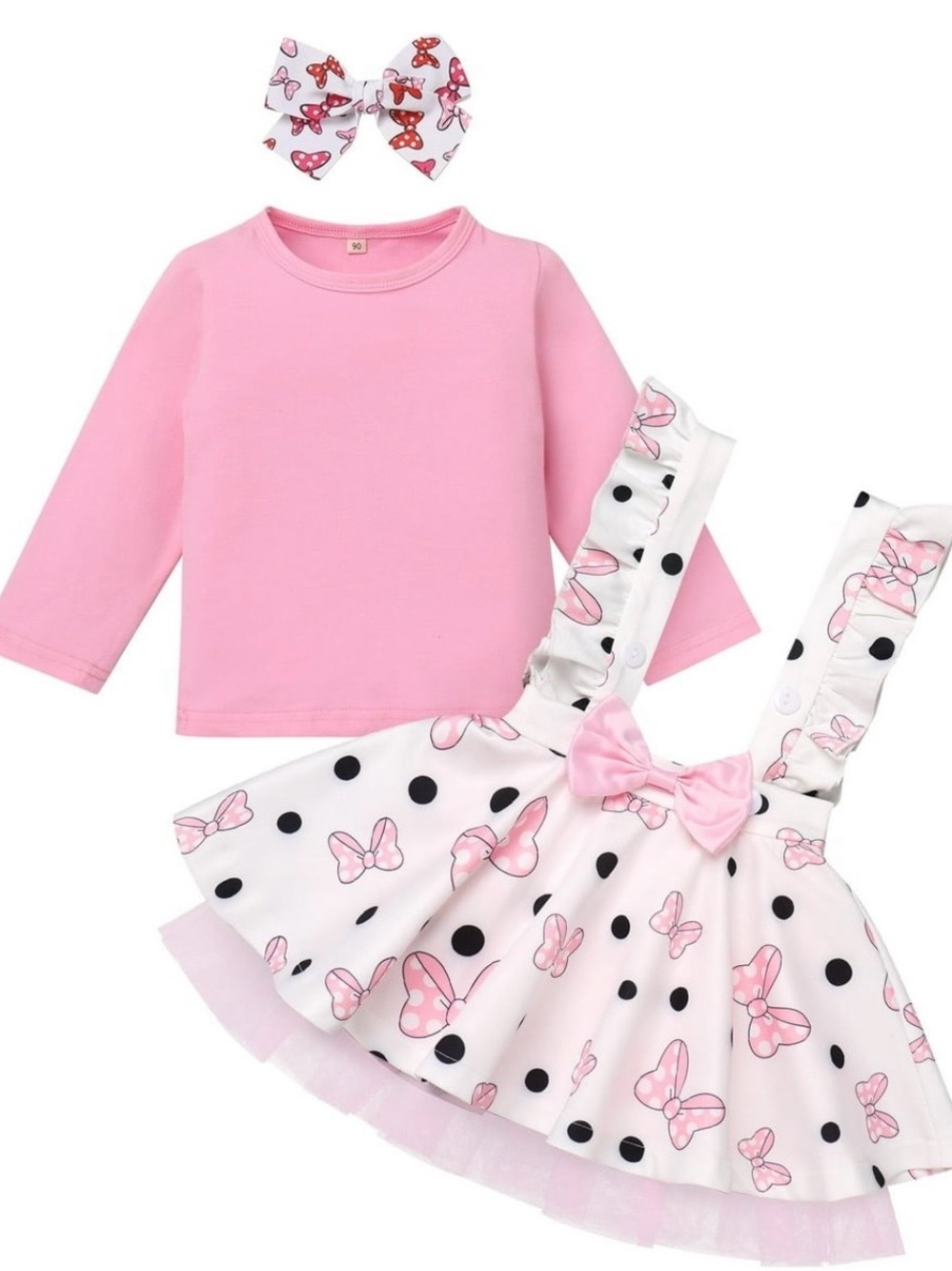 BRAND NEW IDOPIP Baby Girls Mouse Birthday Outfit Shirt Overalls Skirt